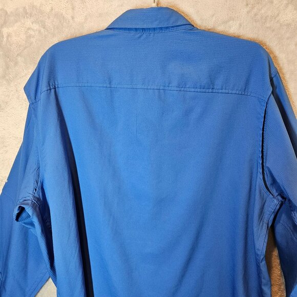 Columbia Mens L Blue PFG Bahama II Long Sleeve Shirt Vented Fishing Outdoor - Picture 10 of 14